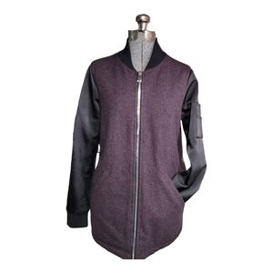 🌟  Twik Wool Blend Two Tone Coat Purple and Black, Medium